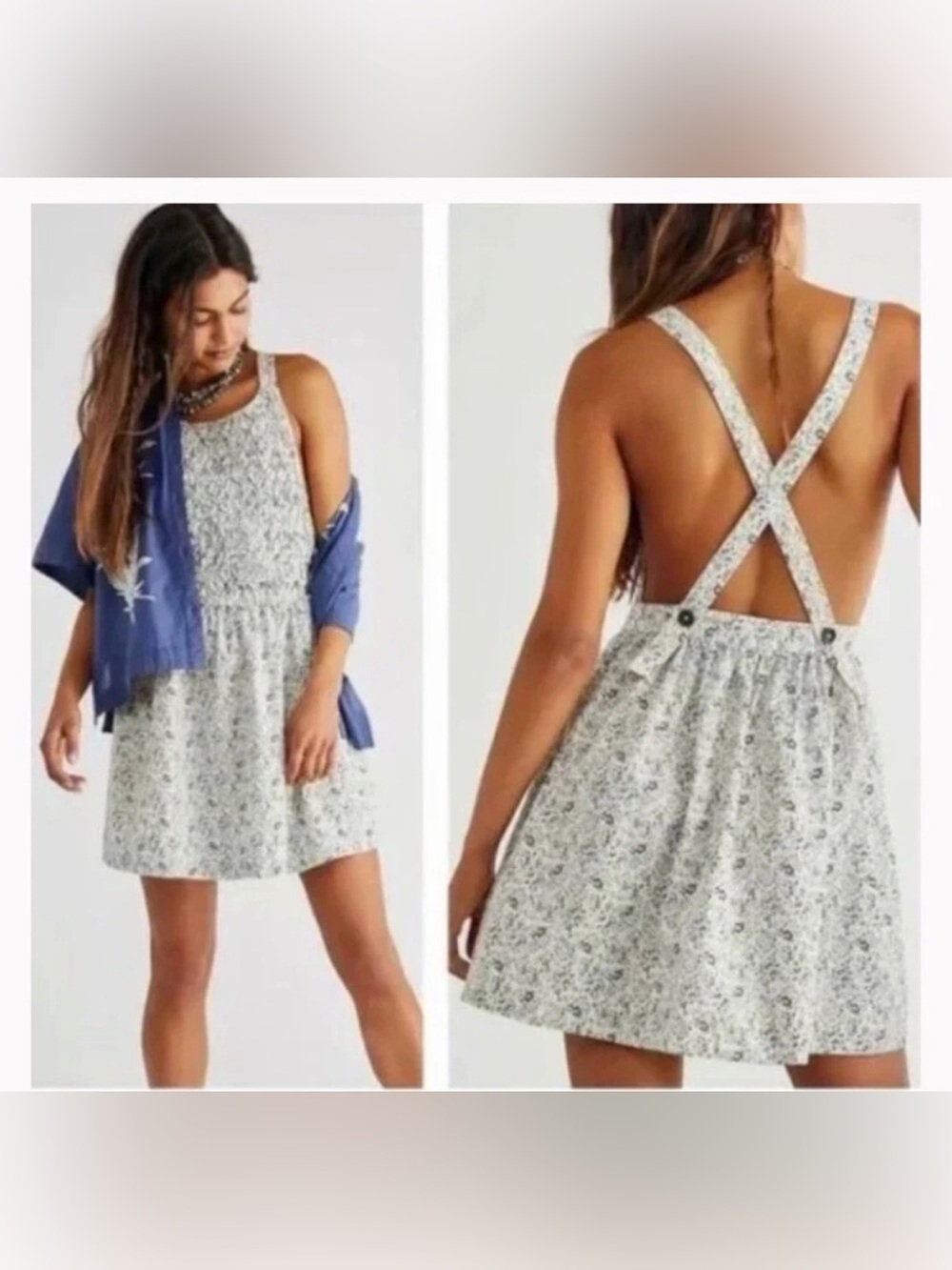 Free People Petunia‎ Mini Dress Tea Combo XS EUC